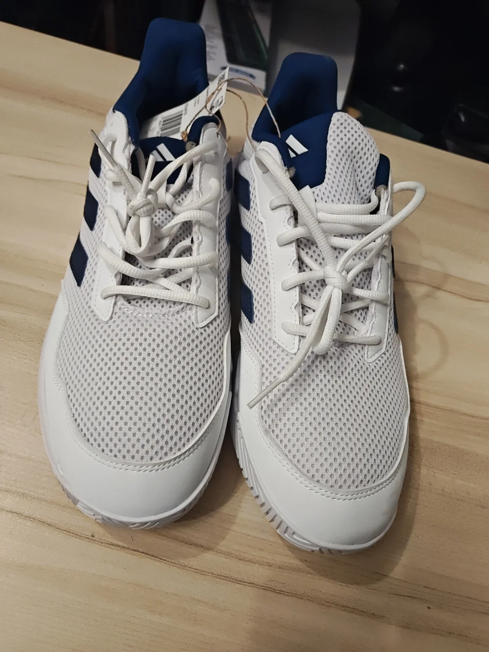 adidas White and Navy Low-Top Mesh Sneakers 13